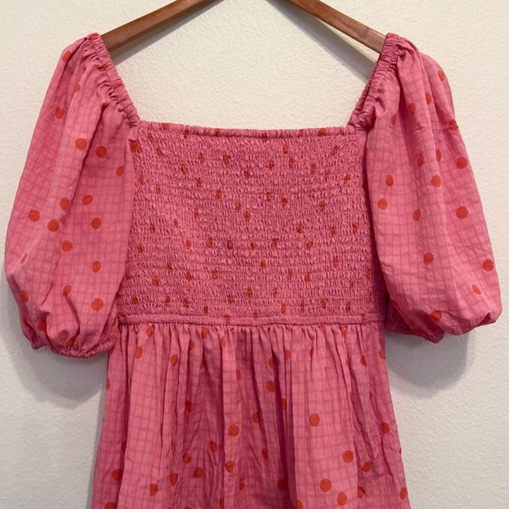 Izzy Lizzy Pink & Orange Polka Dot Blouse / Size M